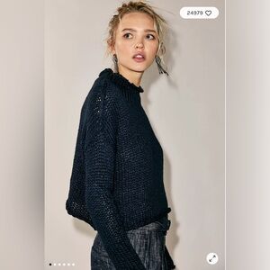 Free People Opal Rollneck Sweater in Black Size S. NWT